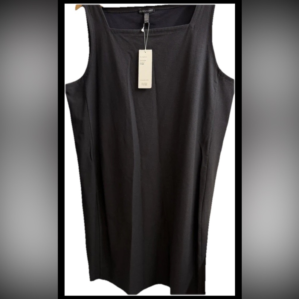 NWT Eileen Fisher Women's Washable Stretch Crepe Black Dress XL Old Money Classi